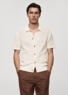 Mango Polo punto calado botones - Blanco roto