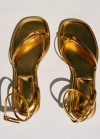 Mango Sandalia tiras metalizada - Oro
