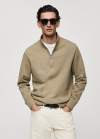 Mango Sudadera algodón cremallera - Arena