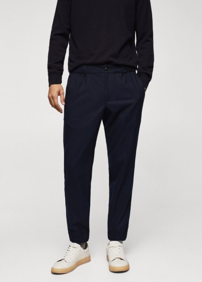 Mango Pantalón jogger slim fit cordón - Azul marino