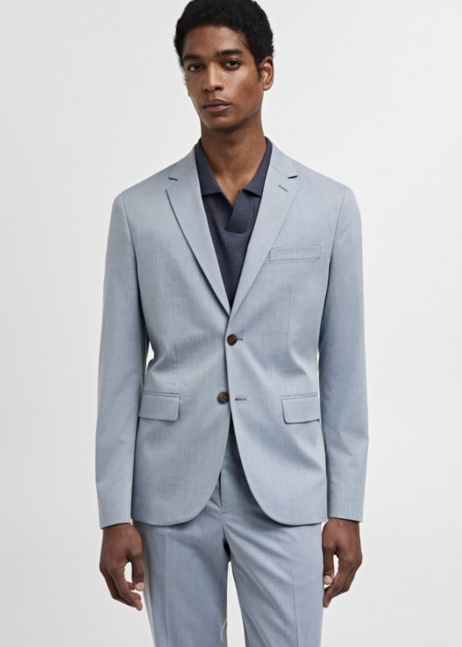 Mango Americana traje París super slim fit - Azul celeste