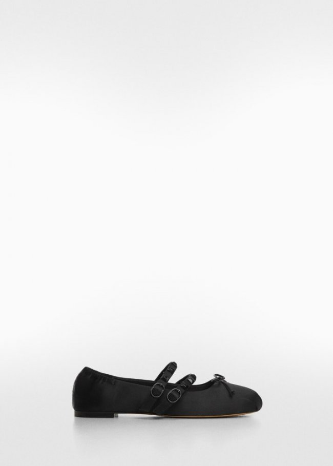 Mango Bailarina satinada tachuelas - Negro