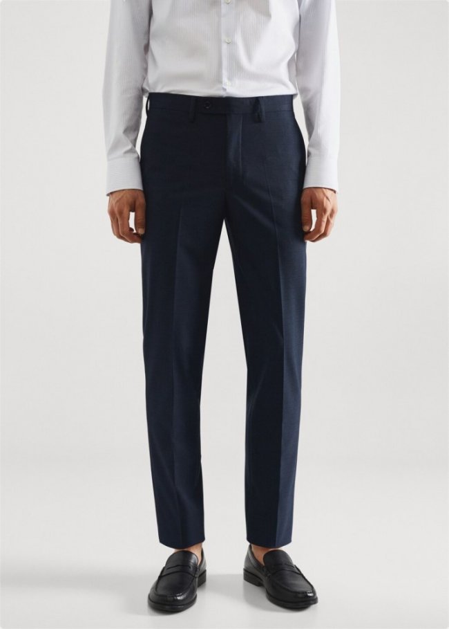 Mango Pantalón traje estampado slim fit tejido stretch - Azul marino oscuro