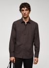 Mango Camisa fil a fil 100% algodón - Marrón