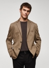 Mango Americana slim fit micro pata de gallo - Beige