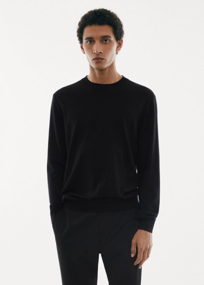 Mango Jersey lana merino lavable - Negro