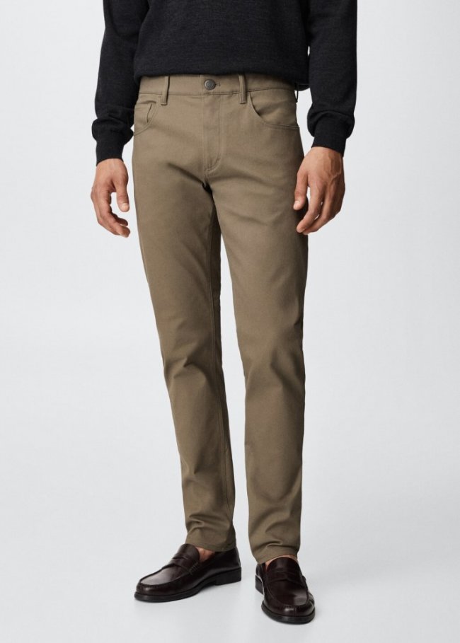 Mango Pantalón tejanero slim fit sarga - Marrón medio