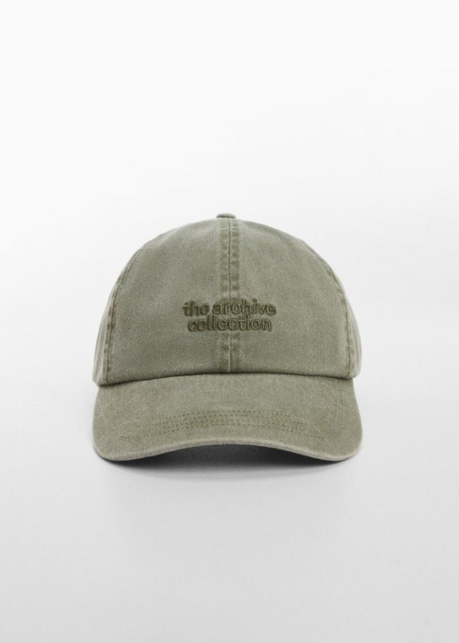 Mango Gorra mensaje bordado - Khaki