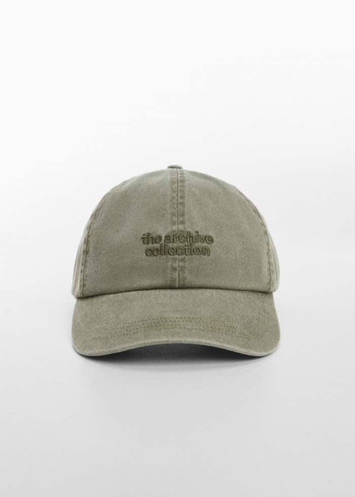 Mango Gorra mensaje bordado - Khaki
