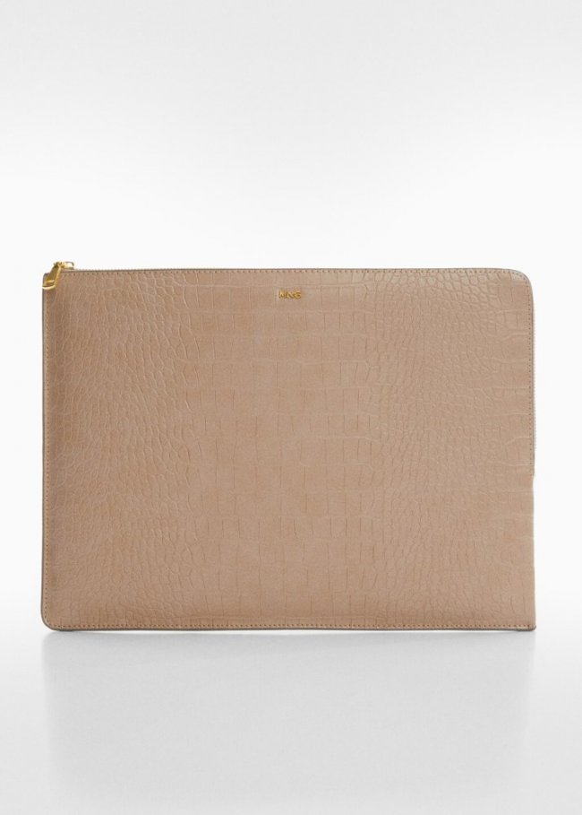 Mango Funda portátil efecto animal print - Rosa palo
