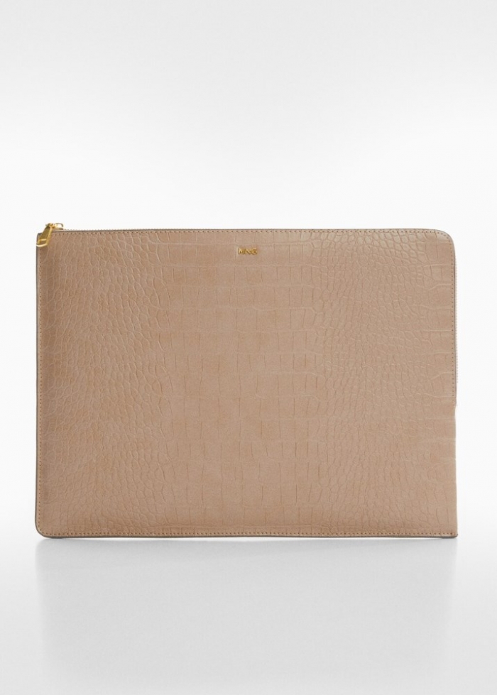 Mango Funda portátil efecto animal print - Rosa palo