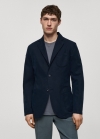 Mango Americana slim fit lino algodón - Azul marino oscuro