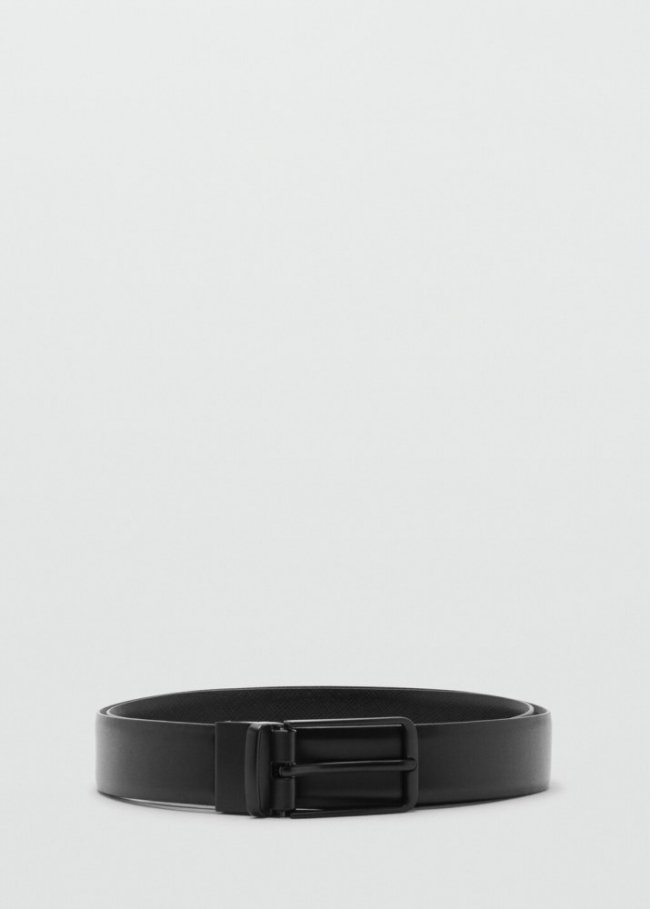 Mango Cinturón piel reversible - Negro
