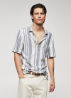Mango Camisa slim fit mil rayas textura - Azul indigo