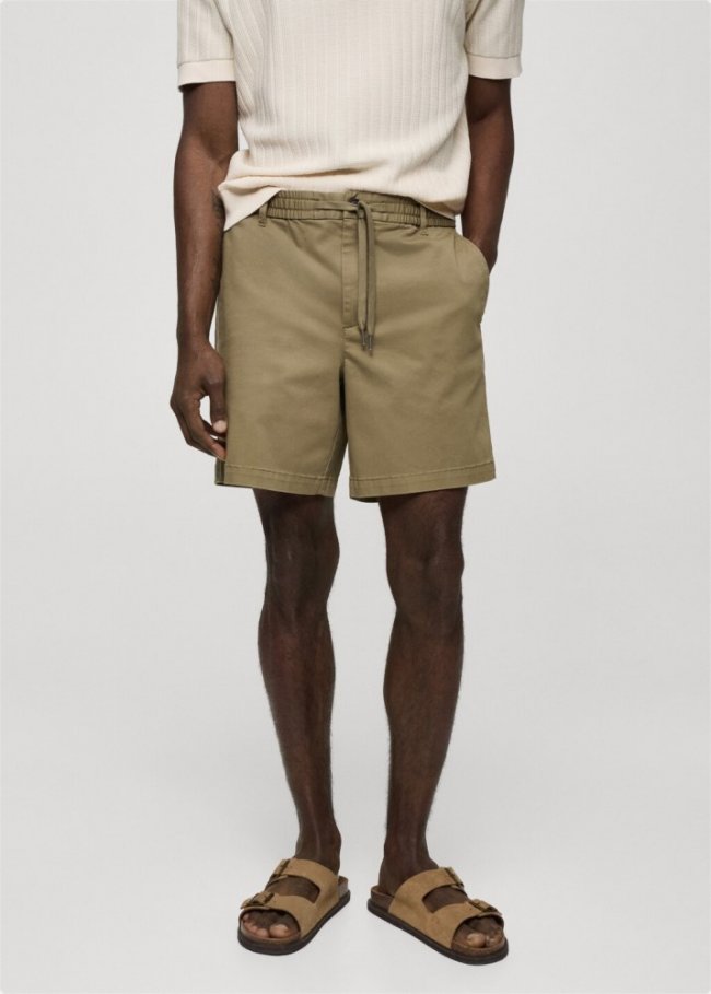 Mango Bermudas algodón cordón - Khaki