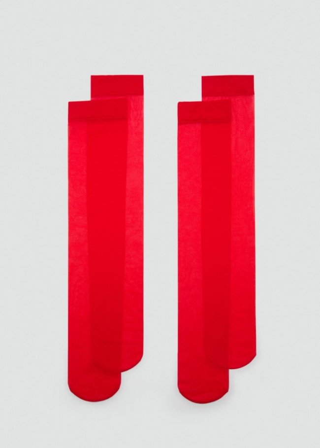 Mango Pack de 2 calcetines velados - Rojo