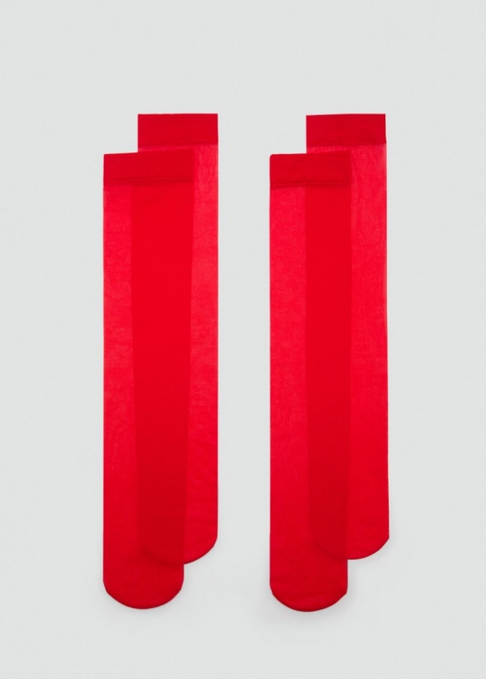 Mango Pack de 2 calcetines velados - Rojo