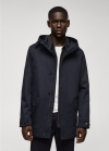 Mango Parka bolsillos capucha - Azul marino oscuro
