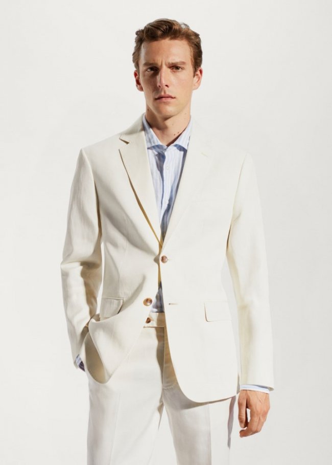 Mango Americana traje 100% lino - Crudo