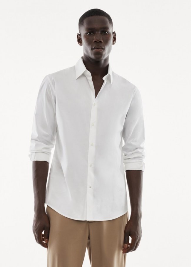 Mango Camisa slim fit algodón stretch - Blanco