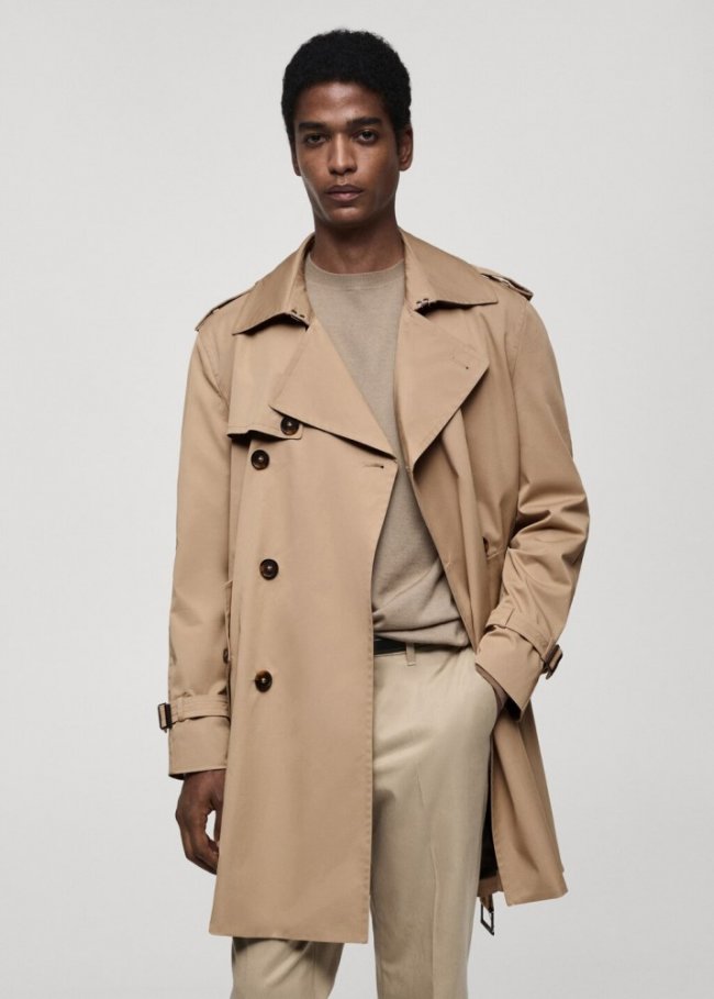 Mango Gabardina cinturón water repellent - Beige