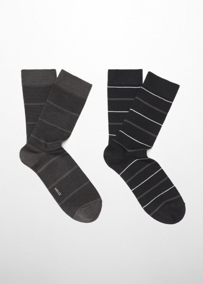 Mango Pack 2 calcetines algodón rayas - Negro