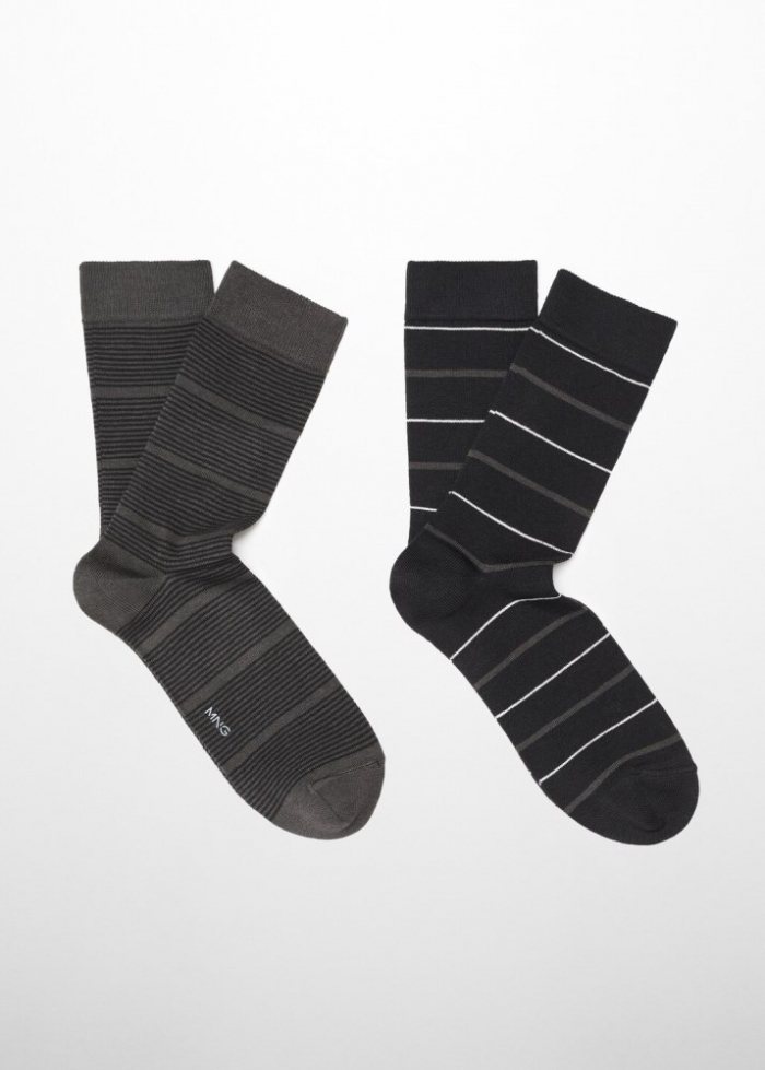 Mango Pack 2 calcetines algodón rayas - Negro