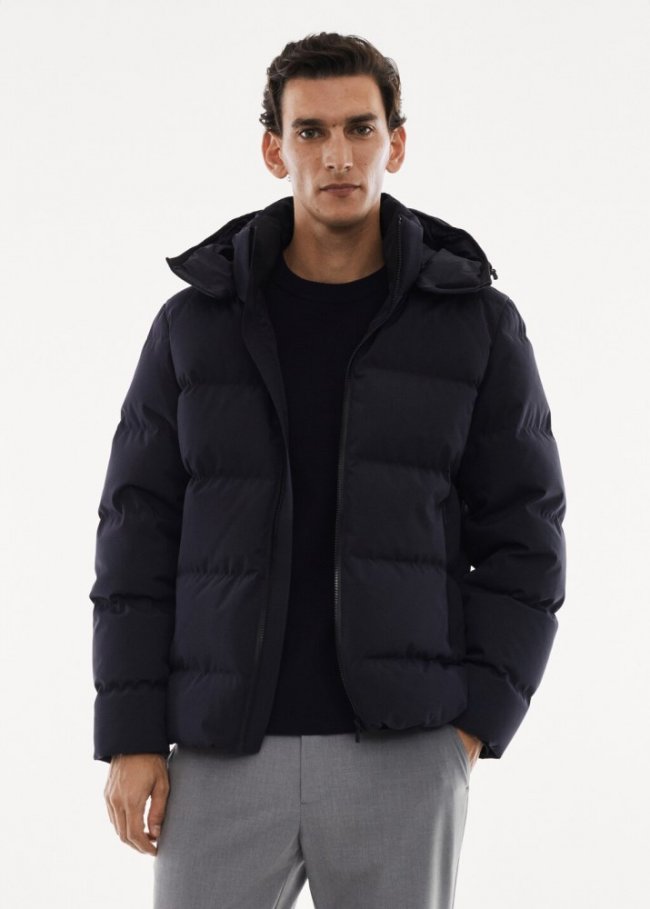 Mango Anorak pluma water repellent - Azul marino