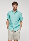 Mango Camisa regular fit Oxford algodón - Verde agua