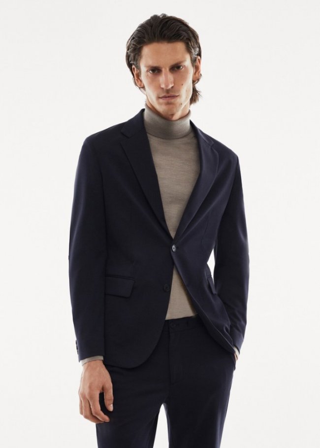 Mango Americana traje slim fit stretch - Azul marino