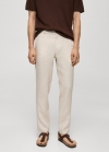 Mango Pantalón 100% lino slim fit - Crudo