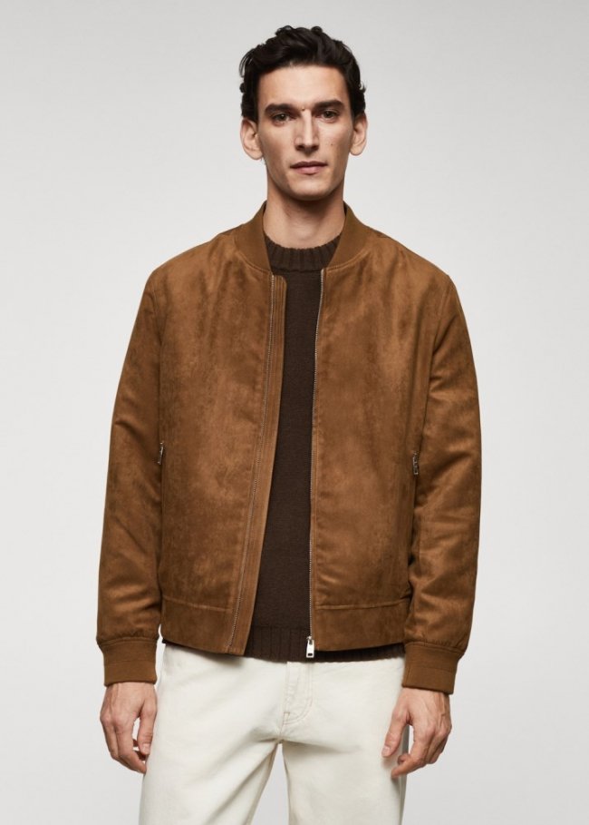 Mango Cazadora bomber efecto ante - Cognac