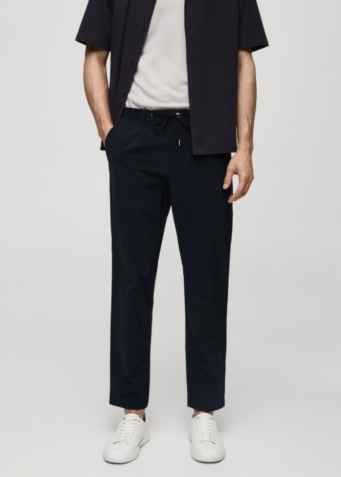 Mango Pantalón water repellent cordón - Azul marino