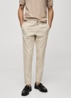 Mango Pantalón chino slim fit sarga - Beige
