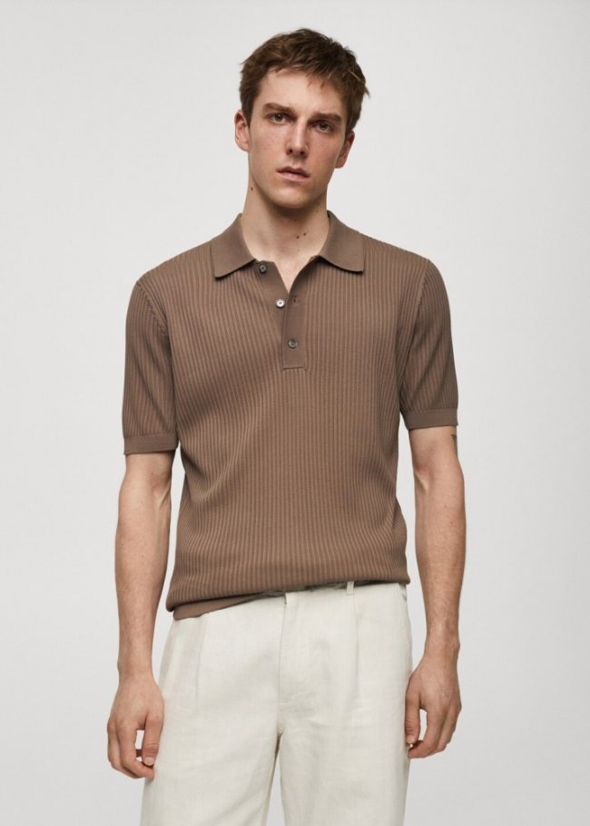 Mango Polo punto algodón - Verde oscuro