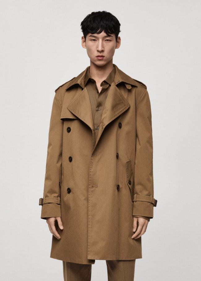 Mango Gabardina cinturón water repellent - Marrón tabaco
