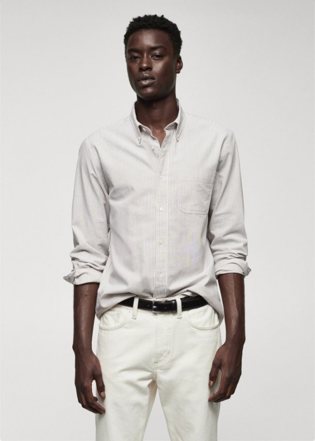 Mango Camisa 100% algodón rayas kodak - Beige