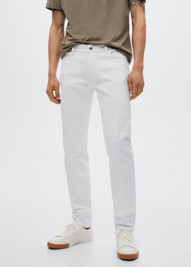 Mango Jeans Jan slim fit - Blanco