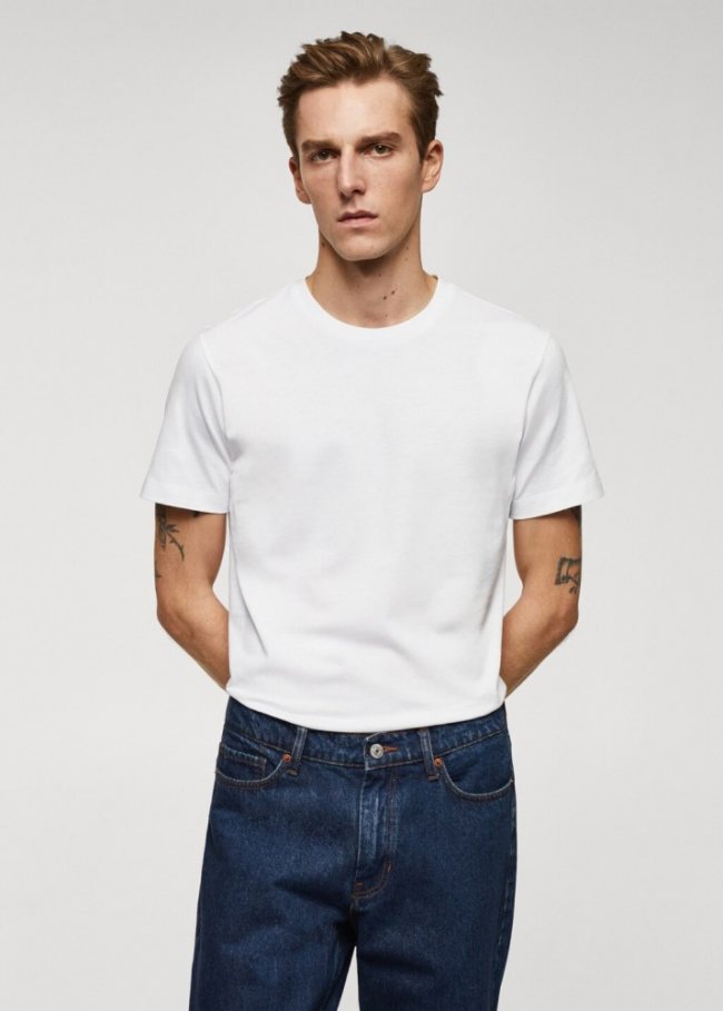 Mango Camiseta básica algodón - Blanco