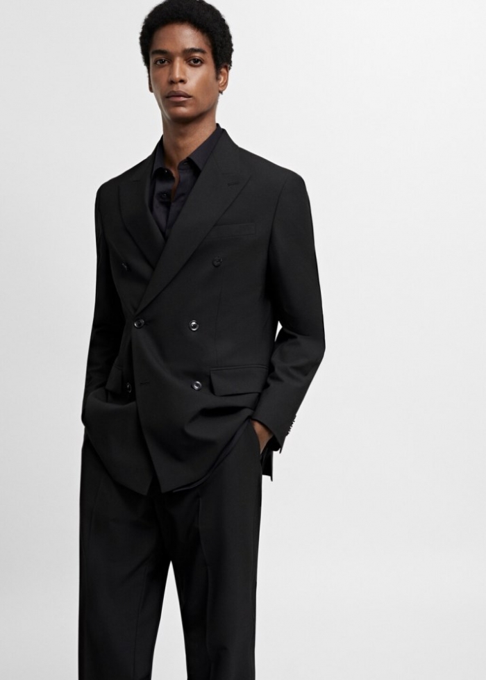 Mango Americana traje slim fit cruzada - Negro