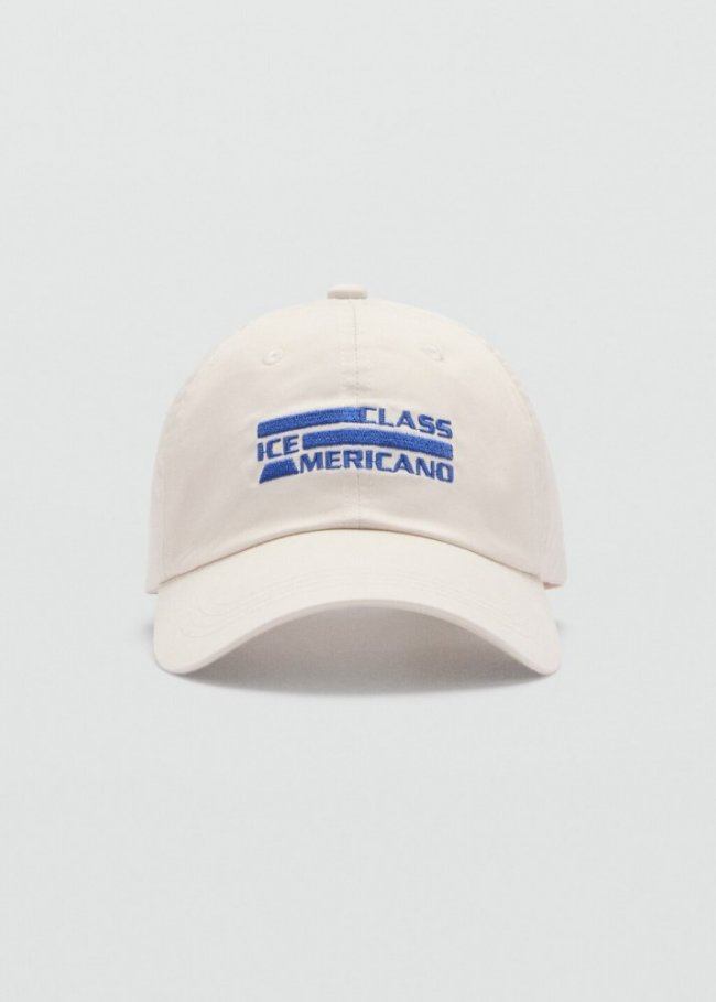 Mango Gorra visera algodón bordado - Blanco roto