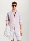 Mango Camisa 100% lino cuello mao - Rosa palo