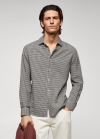 Mango Camisa seersucker cuadro vichy - Negro