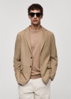 Mango Americana slim fit microestructura - Marrón medio