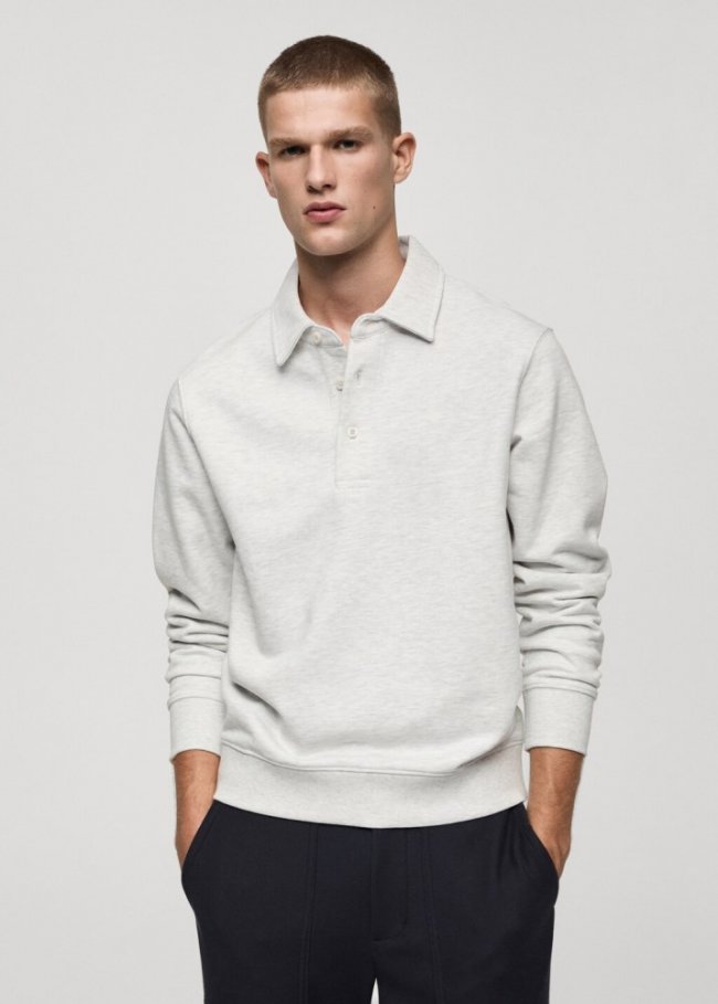 Mango Sudadera polo 100% algodón - Gris claro vigoré