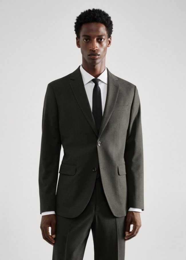 Mango Americana traje estampada slim fit tejido strech - Verde