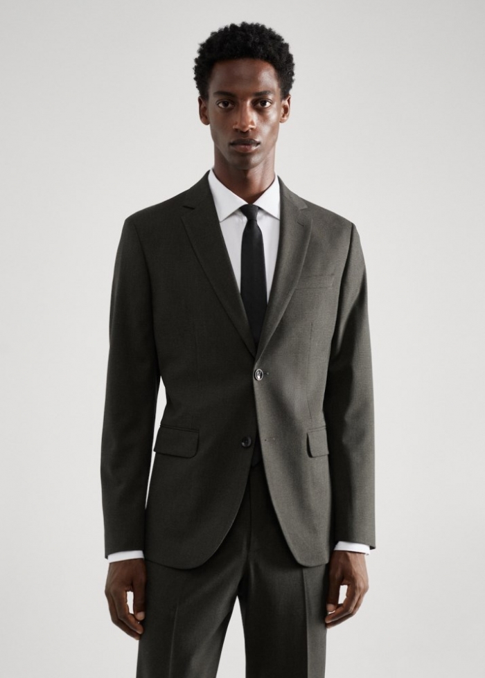 Mango Americana traje estampada slim fit tejido strech - Verde