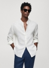 Mango Camisa 100% lino cuello mao - Blanco