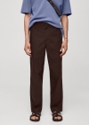 Mango Pantalón regular fit 100% algodón - Marrón