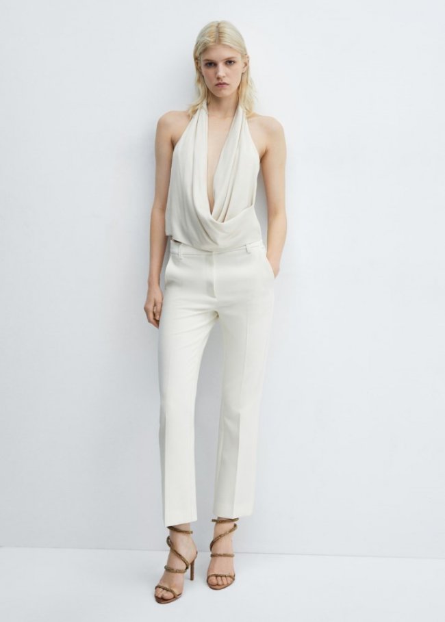 Mango Sandalia tacón tira strass - Cobre
